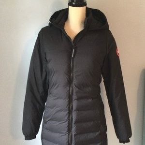 Canada Goose packable mid length down coat black size S/P